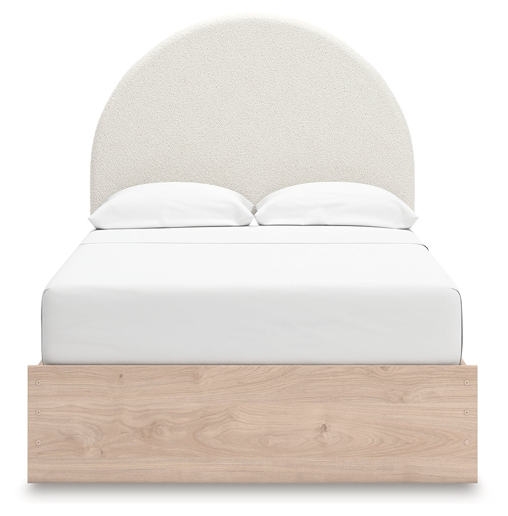 Arloster Tan/White Full Upholstered Platform Bed with Storage from Ashley - Luna Furniture