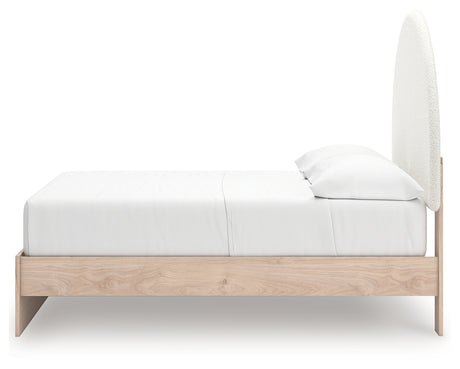 Arloster Tan/White Full Upholstered Platform Bed with Storage from Ashley - Luna Furniture