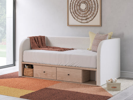Arloster Tan/White Twin Upholstered Day Bed with Storage from Ashley - Luna Furniture