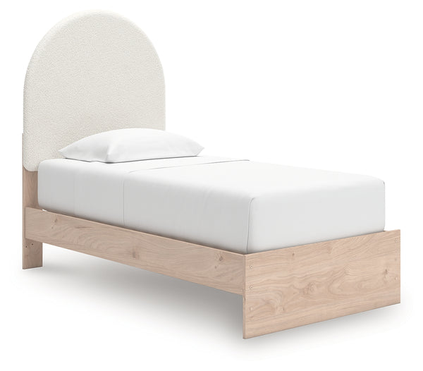 Arloster Tan/White Twin Upholstered Platform Bed