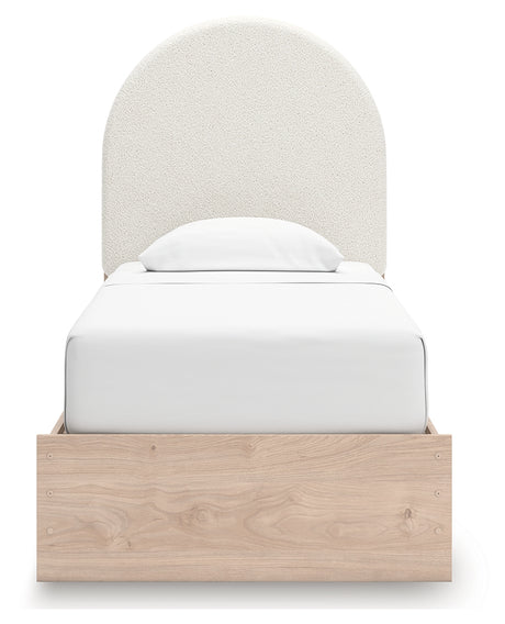 Arloster Tan/White Twin Upholstered Platform Bed from Ashley - Luna Furniture