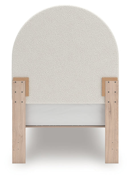 Arloster Tan/White Twin Upholstered Platform Bed from Ashley - Luna Furniture