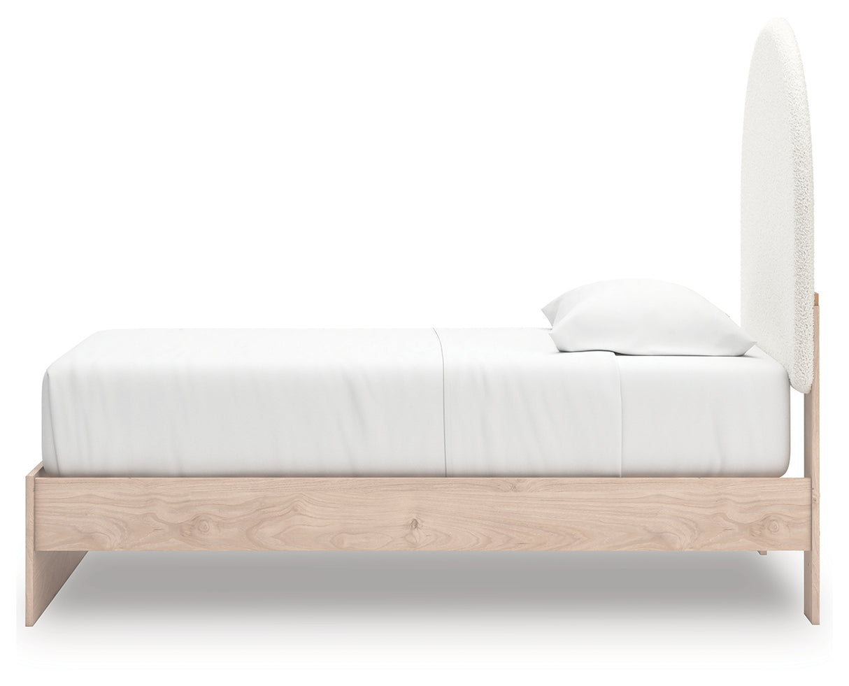 Arloster Tan/White Twin Upholstered Platform Bed from Ashley - Luna Furniture