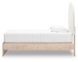 Arloster Tan/White Twin Upholstered Platform Bed from Ashley - Luna Furniture