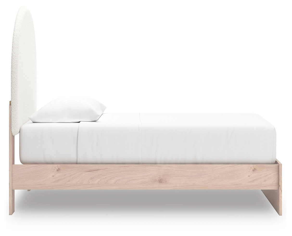 Arloster Tan/White Twin Upholstered Platform Bed from Ashley - Luna Furniture