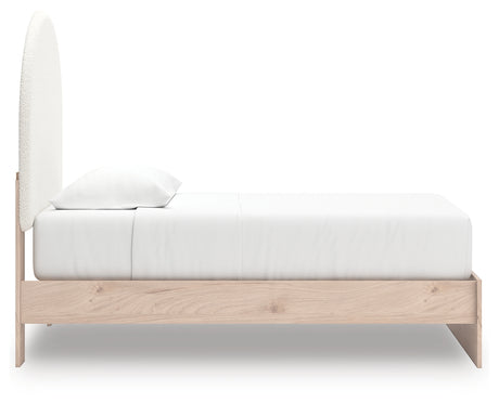 Arloster Tan/White Twin Upholstered Platform Bed from Ashley - Luna Furniture