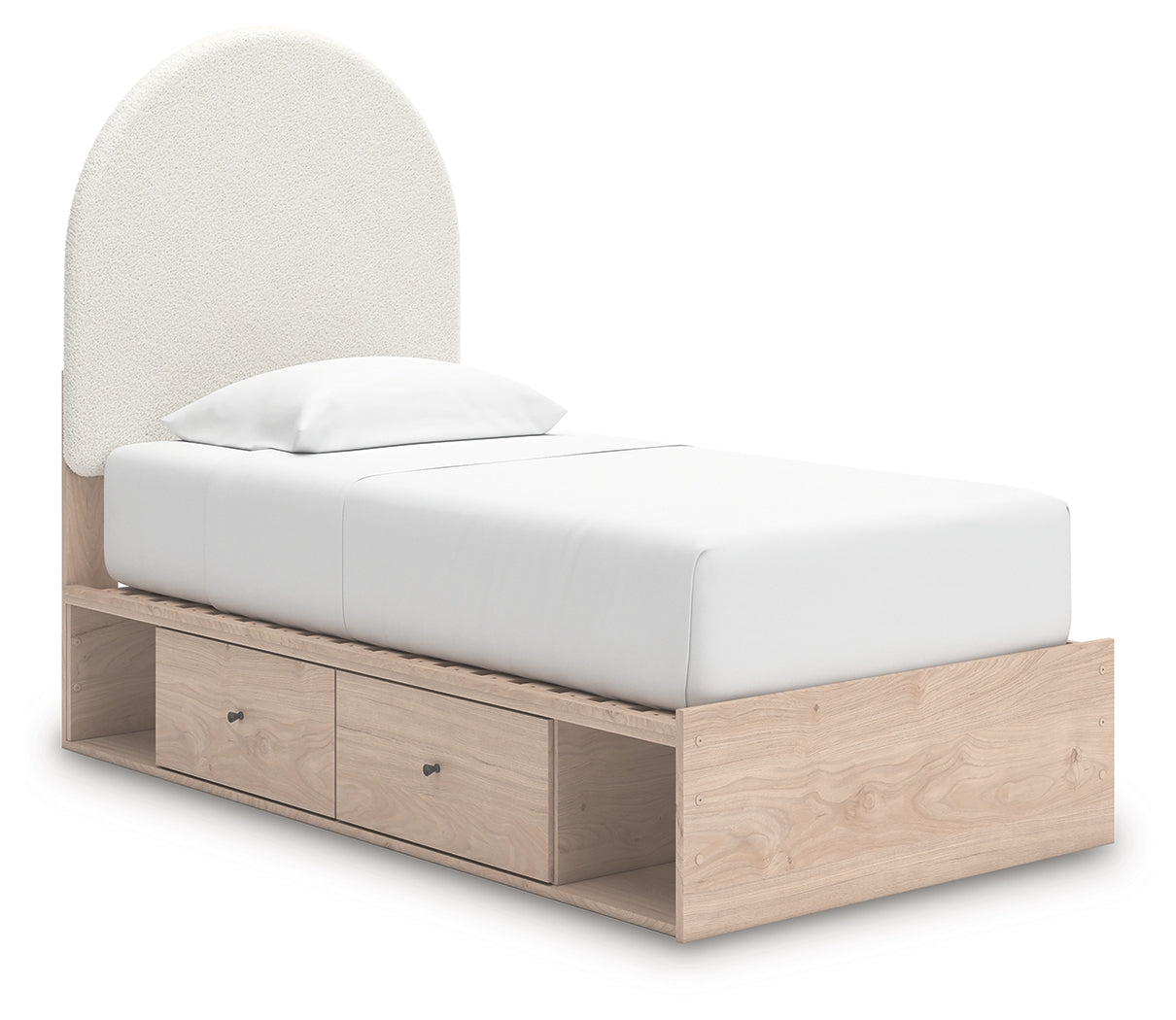 Arloster Tan/White Twin Upholstered Storage Bed with 2 Drawers from Ashley - Luna Furniture