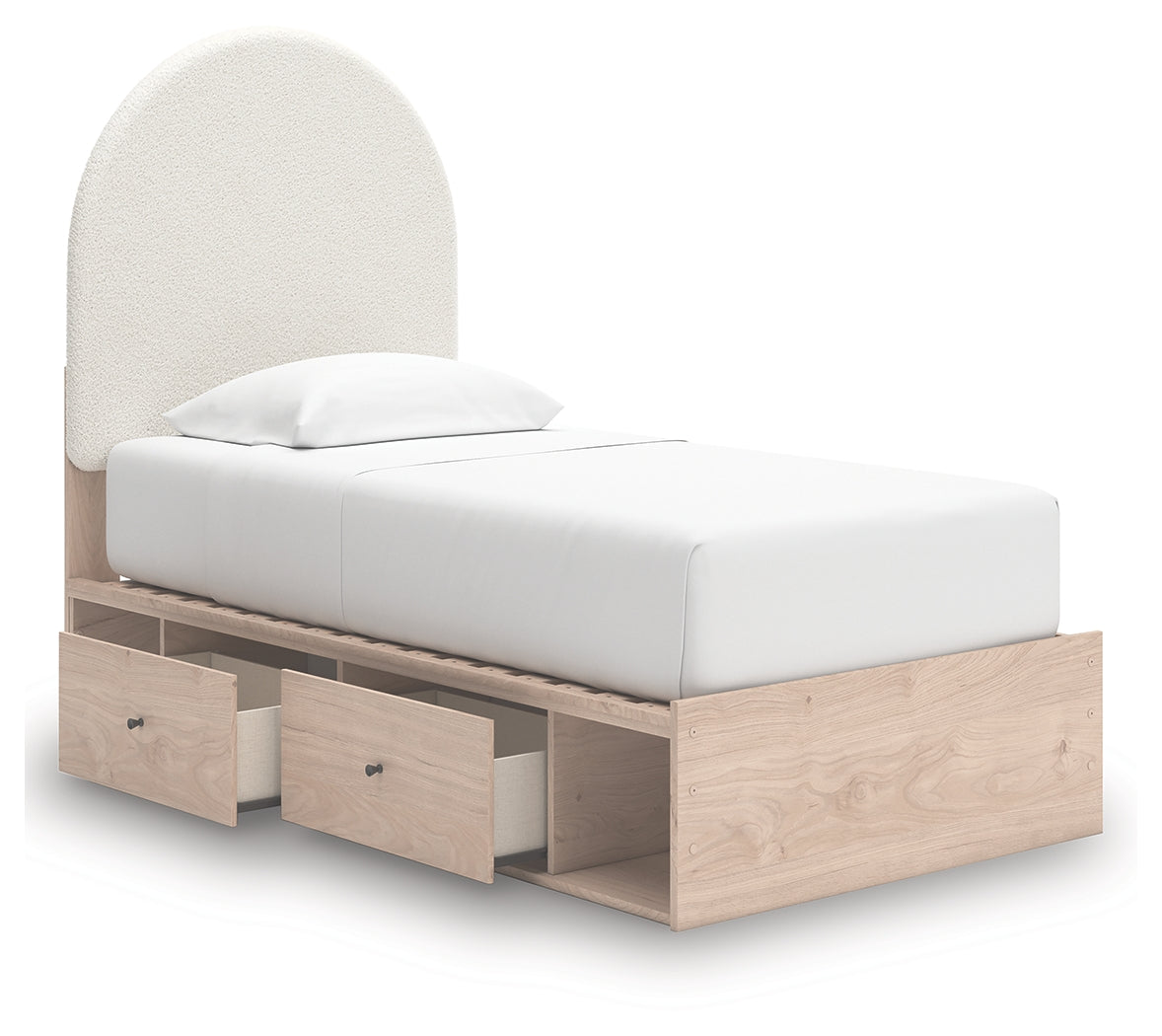 Arloster Tan/White Twin Upholstered Storage Bed with 2 Drawers from Ashley - Luna Furniture