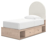 Arloster Tan/White Twin Upholstered Storage Bed with 4 Drawers from Ashley - Luna Furniture