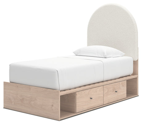 Arloster Tan/White Twin Upholstered Storage Bed with 4 Drawers from Ashley - Luna Furniture
