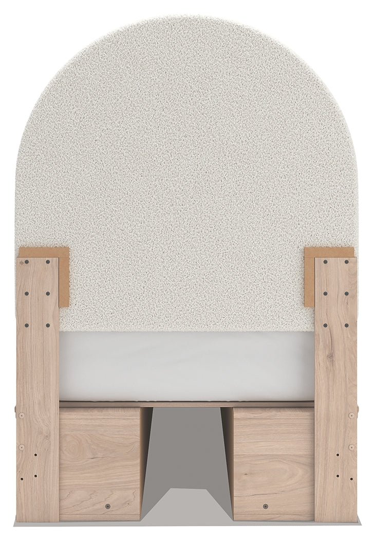 Arloster Tan/White Twin Upholstered Storage Bed with 4 Drawers from Ashley - Luna Furniture