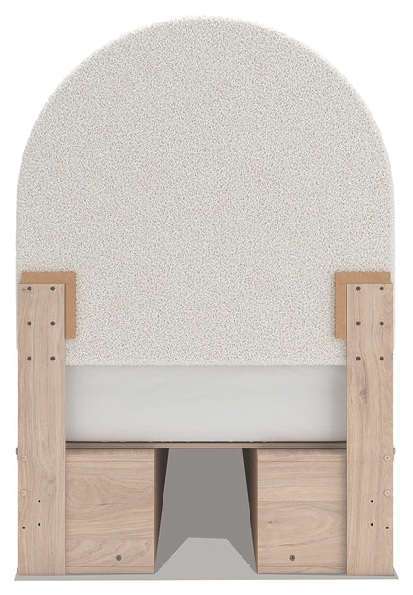 Arloster Tan/White Twin Upholstered Storage Bed with 4 Drawers from Ashley - Luna Furniture