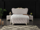 Armada Queen Storage Bed With Headboard in Cream from Furnia - Luna Furniture