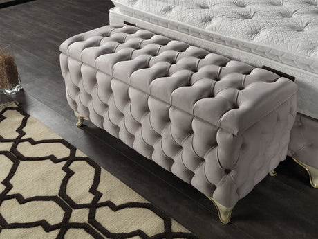 Armada Queen Storage Bed With Headboard in Cream from Furnia - Luna Furniture