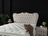 Armada Queen Storage Bed With Headboard in Cream from Furnia - Luna Furniture