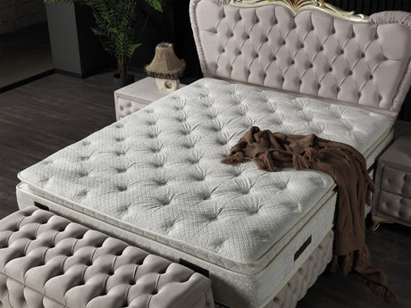 Armada King Storage Bed With Headboard in Cream from Furnia - Luna Furniture