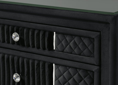 Armany Black Velvet Upholstered Bedroom Set from Crown Mark - Luna Furniture