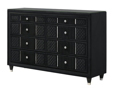 Armany Black Velvet Upholstered Bedroom Set from Crown Mark - Luna Furniture