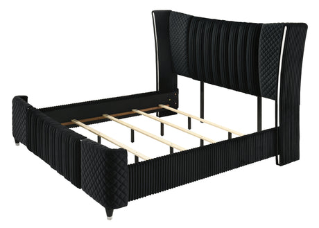Armany Black Velvet Upholstered King Bed from Crown Mark - Luna Furniture