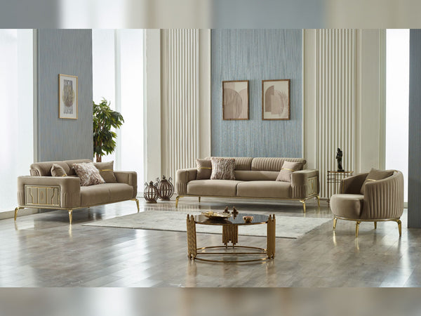 Armoni 3-pieces (Sofa & Loveseat & Chair) Livingroom Set in Beige