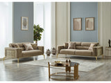 Armoni Convertible Loveseat With Gold Legs in Beige from Furnia - Luna Furniture