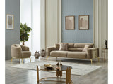Armoni Chair With Gold Legs in Beige from Furnia - Luna Furniture