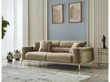 Armoni Convertible Sofa With Gold Legs in Beige from Furnia - Luna Furniture