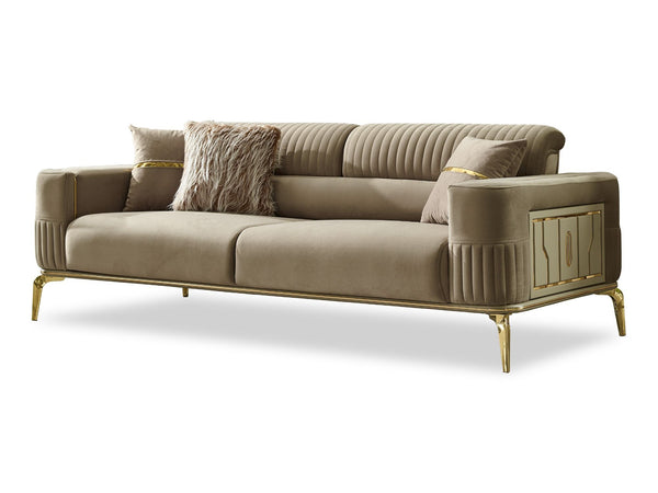 Armoni Convertible Sofa With Gold Legs in Beige