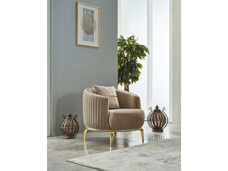 Armoni Chair With Gold Legs in Beige from Furnia - Luna Furniture