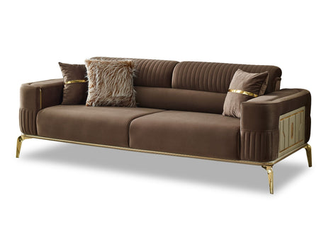 Armoni Brown Convertible Sofa with Gold Legs from Furnia - Luna Furniture