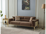 Armoni Brown Convertible Sofa with Gold Legs from Furnia - Luna Furniture