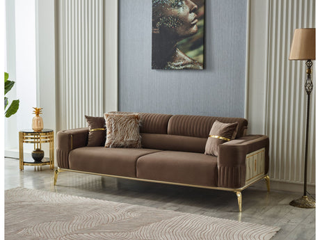 Armoni Brown Convertible Sofa with Gold Legs from Furnia - Luna Furniture
