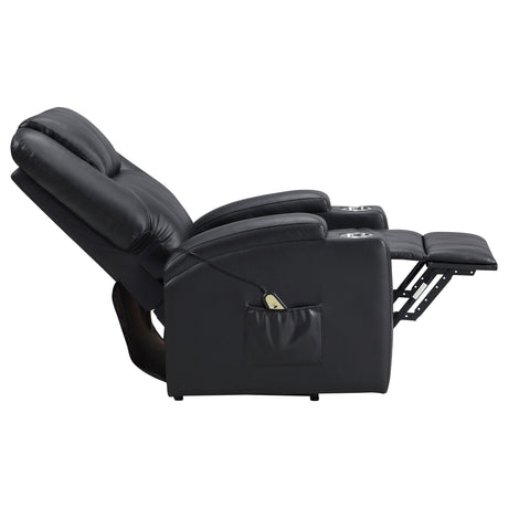Armstrong Upholstered Power Lift Massage Recliner Black from Coaster - Luna Furniture