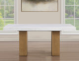 Artemis Brown/Sand 70" Rectangle White Marble Table with 4 Brown Velvet Chairs from Steve Silver - Luna Furniture