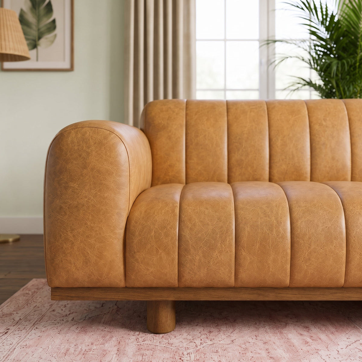Nebraska Tan Leather Sofa from Ashcroft Furniture - Luna Furniture