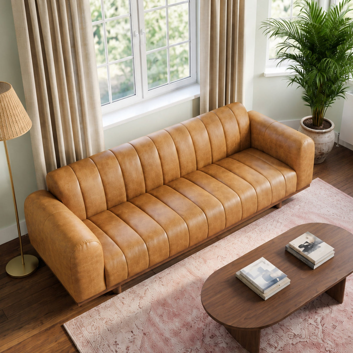 Nebraska Tan Leather Sofa from Ashcroft Furniture - Luna Furniture