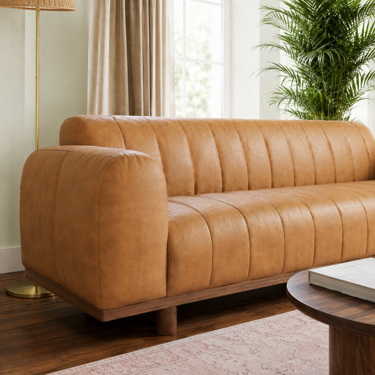 Nebraska Tan Leather Sofa from Ashcroft Furniture - Luna Furniture