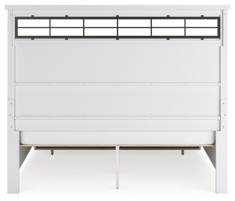 Ashbryn California King Panel Storage Bed with Mirrored Dresser, Chest and 2 Nightstands in White/Natural from Ashley - Luna Furniture