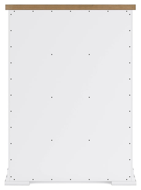 Ashbryn California King Panel Storage Bed with Mirrored Dresser, Chest and Nightstand in White/Natural from Ashley - Luna Furniture