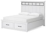 Ashbryn California King Panel Storage Bed with Mirrored Dresser, Chest and Nightstand in White/Natural from Ashley - Luna Furniture