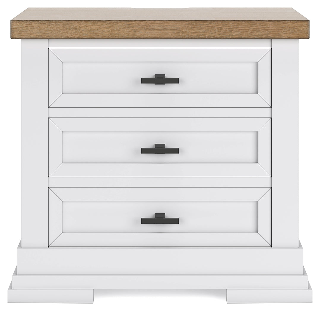 Ashbryn California King Panel Storage Bed with Mirrored Dresser and Nightstand in White/Natural from Ashley - Luna Furniture