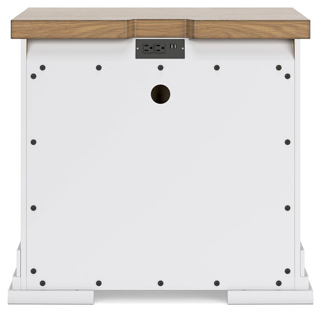 Ashbryn King Panel Storage Bed with Mirrored Dresser, Chest and 2 Nightstands in White/Natural from Ashley - Luna Furniture