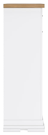 Ashbryn King Panel Storage Bed with Mirrored Dresser, Chest and Nightstand in White/Natural from Ashley - Luna Furniture