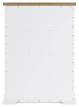 Ashbryn King Panel Storage Bed with Mirrored Dresser, Chest and Nightstand in White/Natural from Ashley - Luna Furniture