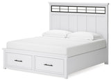 Ashbryn King Panel Storage Bed with Mirrored Dresser, Chest and Nightstand in White/Natural from Ashley - Luna Furniture