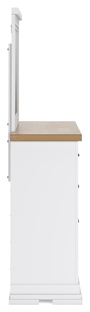 Ashbryn King Panel Storage Bed with Mirrored Dresser and 2 Nightstands in White/Natural from Ashley - Luna Furniture