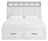 Ashbryn King Panel Storage Bed with Mirrored Dresser and 2 Nightstands in White/Natural from Ashley - Luna Furniture