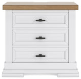Ashbryn King Panel Storage Bed with Mirrored Dresser and 2 Nightstands in White/Natural from Ashley - Luna Furniture