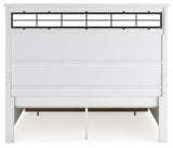 Ashbryn King Panel Storage Bed with Mirrored Dresser and Chest in White/Natural from Ashley - Luna Furniture