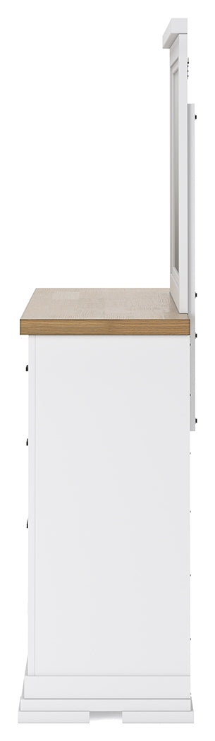 Ashbryn Queen Panel Storage Bed with Mirrored Dresser and 2 Nightstands in White/Natural from Ashley Furniture - Luna Furniture